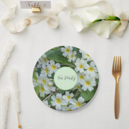 White Primroses Floral Tea Party Papieren Bordje