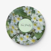 White Primroses Floral Tea Party Papieren Bordje (Voorkant)