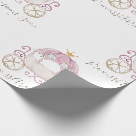 White Princess Carriage Aankomen Binnenkort Baby s Cadeaupapier (Hoek)