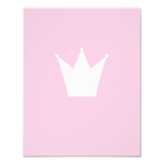 White Princess Crown op Baby roze achtergrond Foto Afdruk (Voorkant)