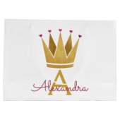 White Princess Crown Roos Gold Blush Pink Large Cadeautasje (Achterkant)