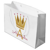 White Princess Crown Roos Gold Blush Pink Large Cadeautasje (Achterkant Gekanteld)