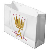 White Princess Crown Roos Gold Blush Pink Large Cadeautasje (Voorkant Gekanteld)