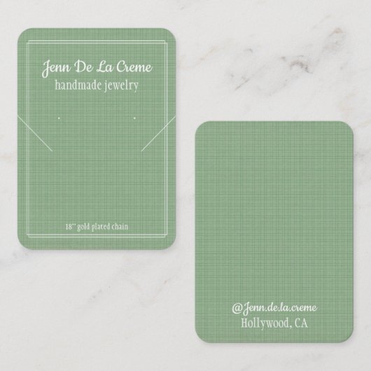 White Print Mint Green Jewels Display Contactkaartje (Voorkant / Achterkant)