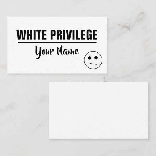WHITE PRIVILEGE-kaart Visitekaartje (Voorkant / Achterkant)