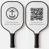 White Professional Business Logo Text QR-code Pickleball Paddle