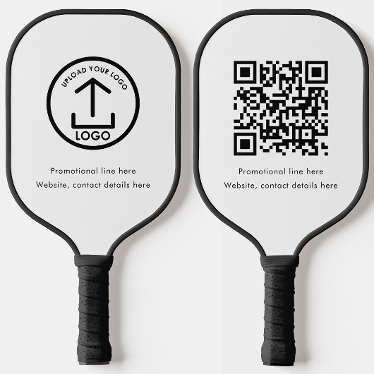 White Professional Business Logo Text QR-code Pickleball Paddle