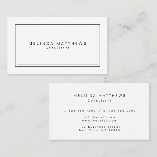 White Professional elegant gewoon modern Visitekaartje (Voorkant / Achterkant)