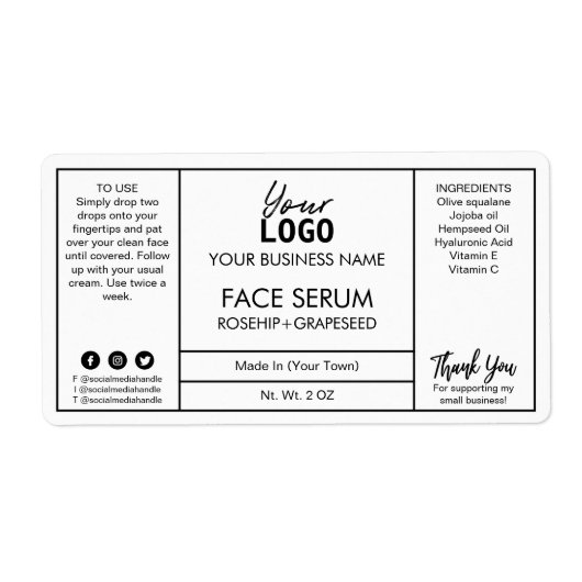 White Professional Face Serum Labels (Voorkant)