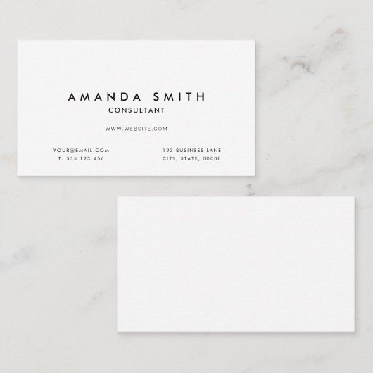 White Professional modern minimaal Visitekaartje (Voorkant / Achterkant)