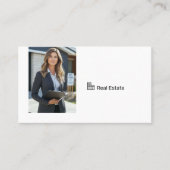 White Professional Real Estate Agent Photo QR Code Visitekaartje (Voorkant)