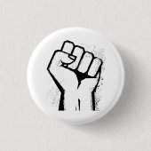 White Protest Fist Ronde Button 3,2 Cm (Voorkant)
