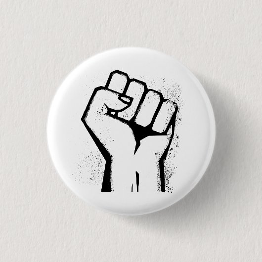 White Protest Fist Ronde Button 3,2 Cm (Voorkant)