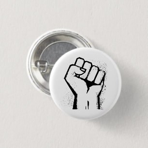 White Protest Fist Ronde Button 3,2 Cm