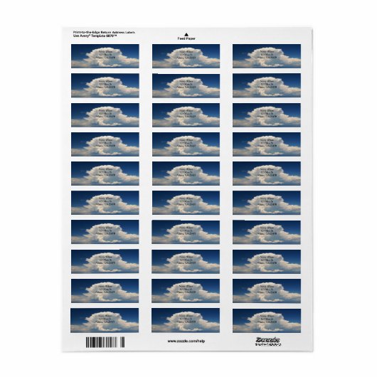 White Puffy Cloud Etiket (Full Sheet)