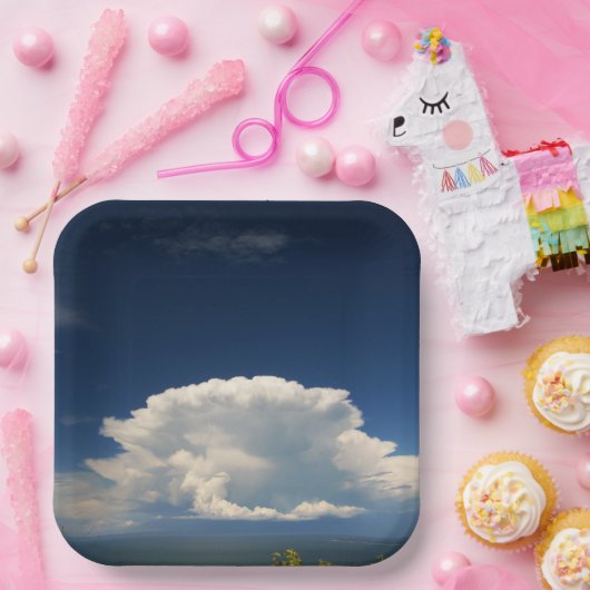 White Puffy Cloud Papieren Bordje (Feest)