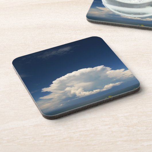 White Puffy Cloud Photo Bier Onderzetter (Linkerzijde)