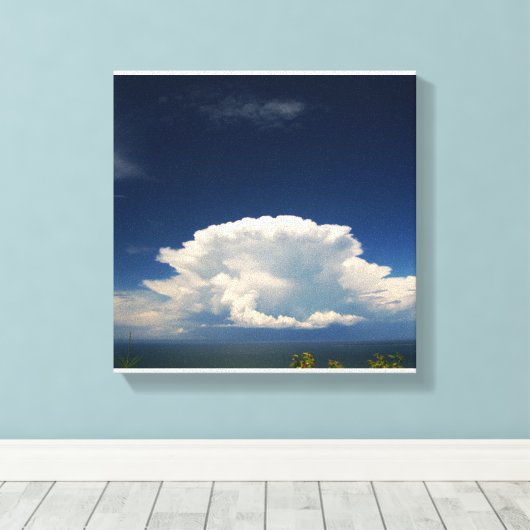 White Puffy Cloud Photo Canvas Afdruk (Insitu (Houten vloer))