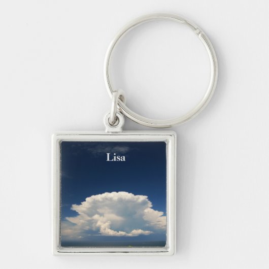 White Puffy Cloud Photo Sleutelhanger (Voorkant)