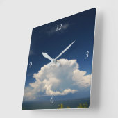 White Puffy Cloud Photo Vierkante Klok (Hoek)