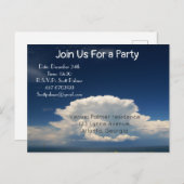 White Puffy Cloud Uitnodiging Briefkaart (Voorkant / Achterkant)