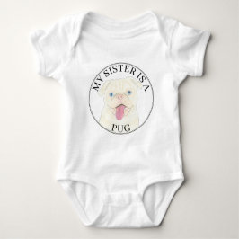 White Pug Dog Big Sister Romper