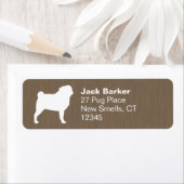 White Pug Silhouette Return-adreslabels Etiket (Insitu)