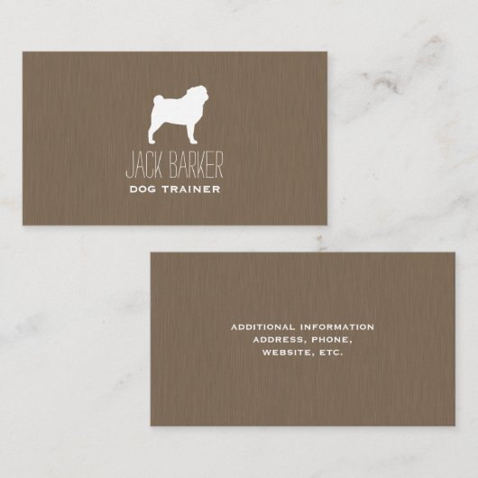 White Pug Silhouette Visitekaartje (Voorkant / Achterkant)