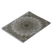 White Pulsating Star Kaleidoscope Pattern on Black Notitieboek (Linkerzijde)