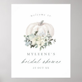 White Pumpkin and Flowers Vrijgezellenfeest Welcom Poster