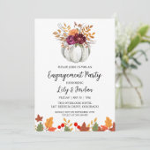 White Pumpkin and Greenery Herfst Engagement Party Kaart (Staand voorkant)