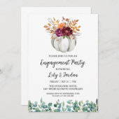 White Pumpkin and Greenery Herfst Engagement Party Kaart (Voorkant / Achterkant)