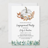 White Pumpkin and Greenery Herfst Engagement Party Kaart (Voorkant)