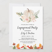 White Pumpkin and Greenery Herfst Engagement Party Kaart (Voorkant)