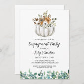 White Pumpkin and Greenery Herfst Engagement Party Kaart (Voorkant / Achterkant)