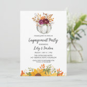 White Pumpkin and Greenery Herfst Engagement Party Kaart (Staand voorkant)