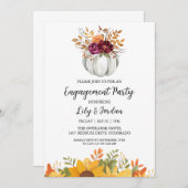 White Pumpkin and Greenery Herfst Engagement Party Kaart (Voorkant / Achterkant)