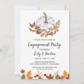 White Pumpkin and Greenery Herfst Engagement Party Kaart (Voorkant)