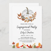 White Pumpkin and Greenery Herfst Engagement Party Kaart (Voorkant / Achterkant)