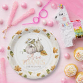 White Pumpkin Autumn Leaves Bird Thanksgiving Papieren Bordje (Feest)