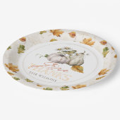 White Pumpkin Autumn Leaves Bird Thanksgiving Papieren Bordje (Gekanteld)