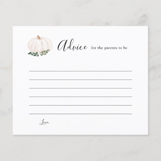 White Pumpkin Baby Advice for the Parents (Voorkant)