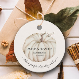 White Pumpkin Baby shower Dank u Bedankjes Labels