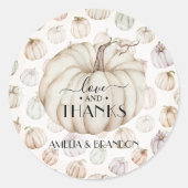 White Pumpkin Baby shower Dank u Ronde Sticker (Voorkant)