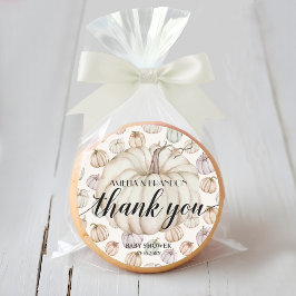 White Pumpkin Baby shower Dank u Ronde Sticker