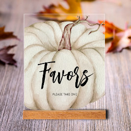 White Pumpkin Baby shower Favors Acryl Bord