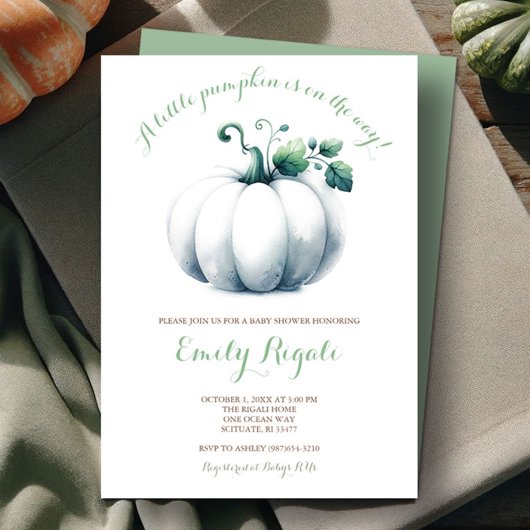 White Pumpkin Baby shower Nodig Genderneutraal uit Kaart