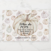 White Pumpkin Baby shower Pop It Mini Sparkling Wijnetiket (Enkel label)