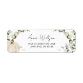 White Pumpkin Baby shower Retouradres Etiket (Voorkant)