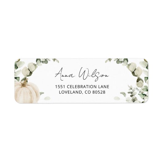 White Pumpkin Baby shower Retouradres Etiket (Voorkant)